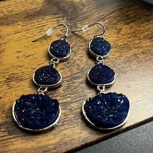 Midnight navy druzy earrings